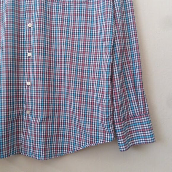 PETER MILLAR | Summer Comfort Performance Sport Blue Pink Button Down Shirt L - Picture 6 of 13